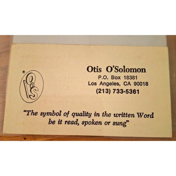 Vintage Business Card Otis O' Solomon Los Angeles Watts' Prophet and Performer - Picture 1 of 2